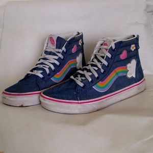 Girls denim and rainbow Vans